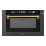 ZLINE Autograph Edition 24 in. 1.2 cu. ft. Built-in Microwave Drawer in Black Stainless Steel and Champagne Bronze Accents (MWDZ-1-BS-H-CB)