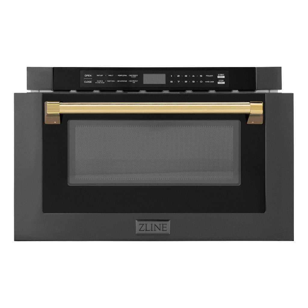 ZLINE Autograph Edition 24 in. Microwave Drawer Black Stainless Steel