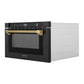 ZLINE Autograph Edition 24 in. 1.2 cu. ft. Built-in Microwave Drawer in Black Stainless Steel and Polished Gold Helix Handle (MWDZ-1-BS-H-KG) side.