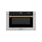 ZLINE Autograph Edition 24 in. 1.2 cu. ft. Built-in Microwave Drawer with a Traditional Handle in Stainless Steel and Champagne Bronze Accents (MWDZ-1-H-CB)