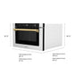 ZLINE Autograph Edition 24 in. 1.2 cu. ft. Built-in Microwave Drawer with a Traditional Handle in Stainless Steel and Polished Gold Accents (MWDZ-1-H-G)