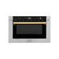 ZLINE Autograph Edition 24 in. 1.2 cu. ft. Built-in Microwave Drawer with a Traditional Handle in Stainless Steel and Polished Gold Accents (MWDZ-1-H-G)