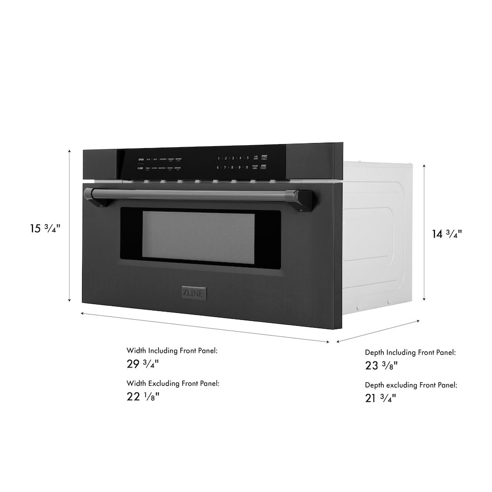 ZLINE 30 in. 1.2 cu. ft. Built-in Microwave Drawer in Black Stainless Steel, Open Box-Excellent Condition