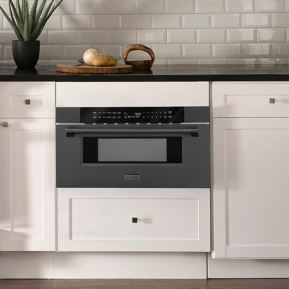 ZLINE 30 in. 1.2 cu. ft. Built-in Microwave Drawer in Black Stainless Steel, Open Box-Excellent Condition