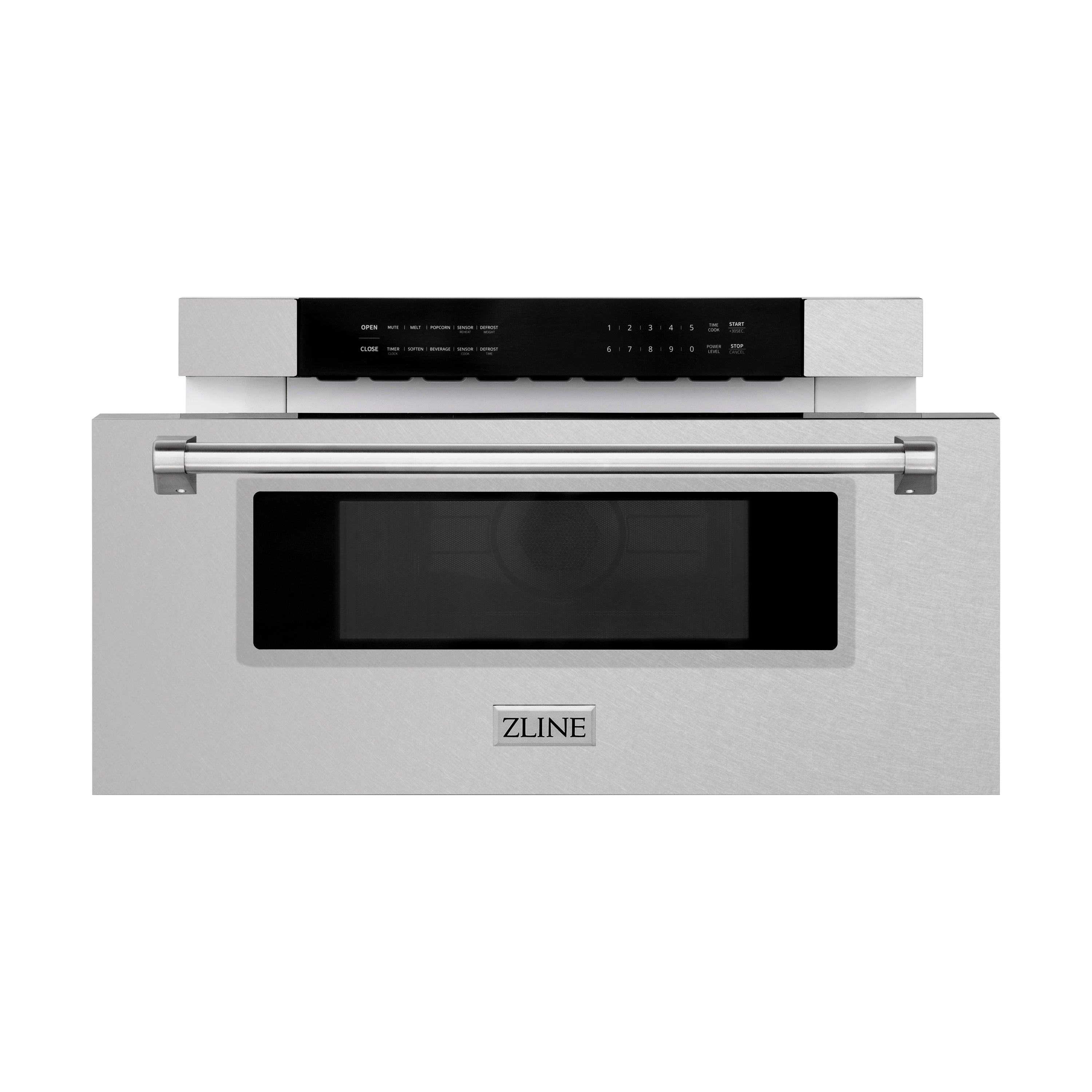 ZLINE 30 in. 1.2 cu. ft. Built-In Microwave Drawer in DuraSnow Stainless Steel (MWD-30-SS) Front View Drawer Open