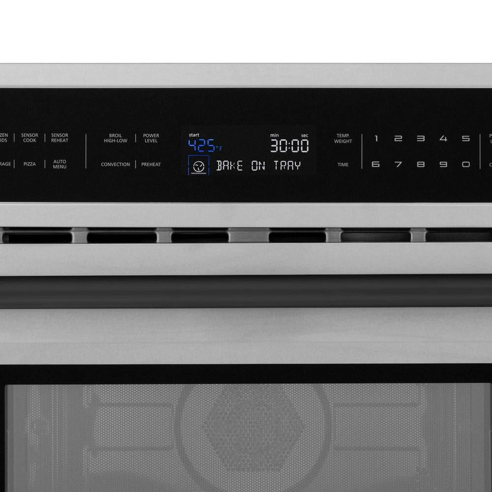 ZLINE Autograph Edition 30 in. 1.6 cu ft. Built-in Convection Microwave Oven in Stainless Steel with Matte Black Accents (MWOZ-30-MB) LCD display and timer