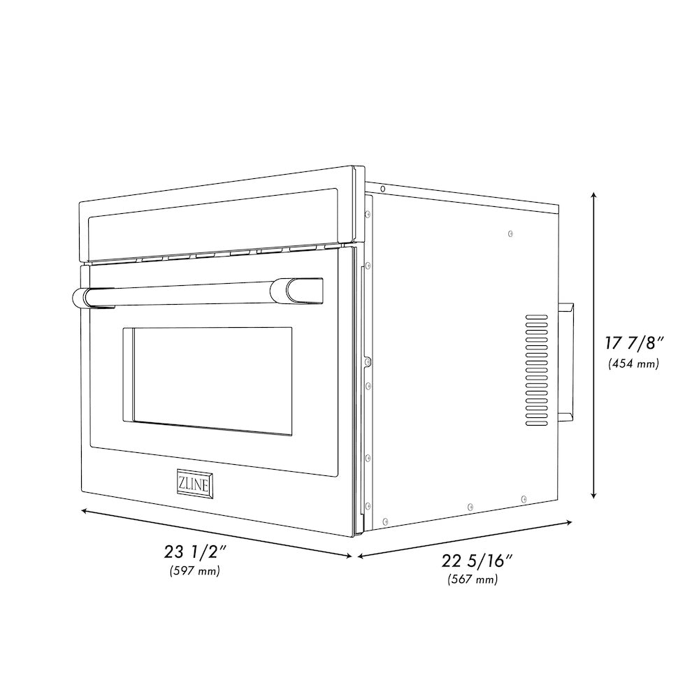 ZLINE Stainless Steel 24 in. Built-in Convection Microwave Oven and 30 in. Single Wall Oven with Self Clean (2KP-MW24-AWS30)