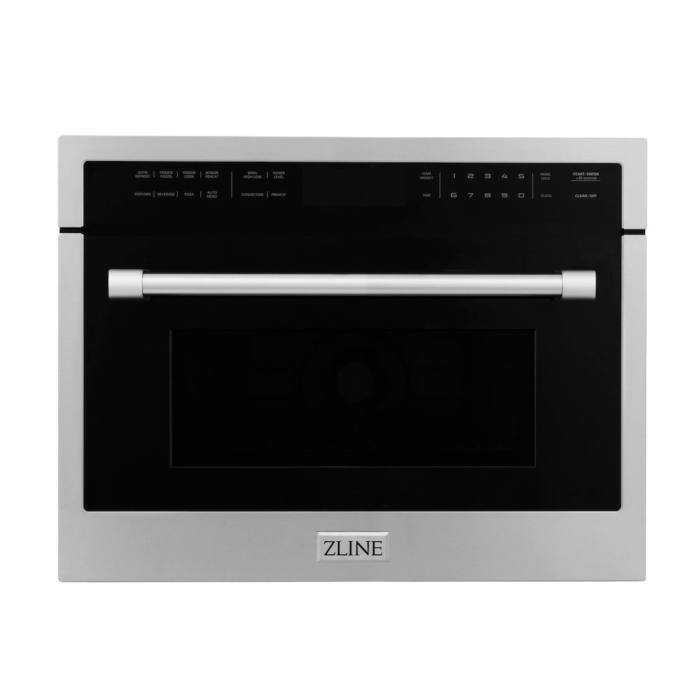 ZLINE Stainless Steel 24 in. Built-in Convection Microwave Oven and 30 in. Single Wall Oven with Self Clean (2KP-MW24-AWS30)