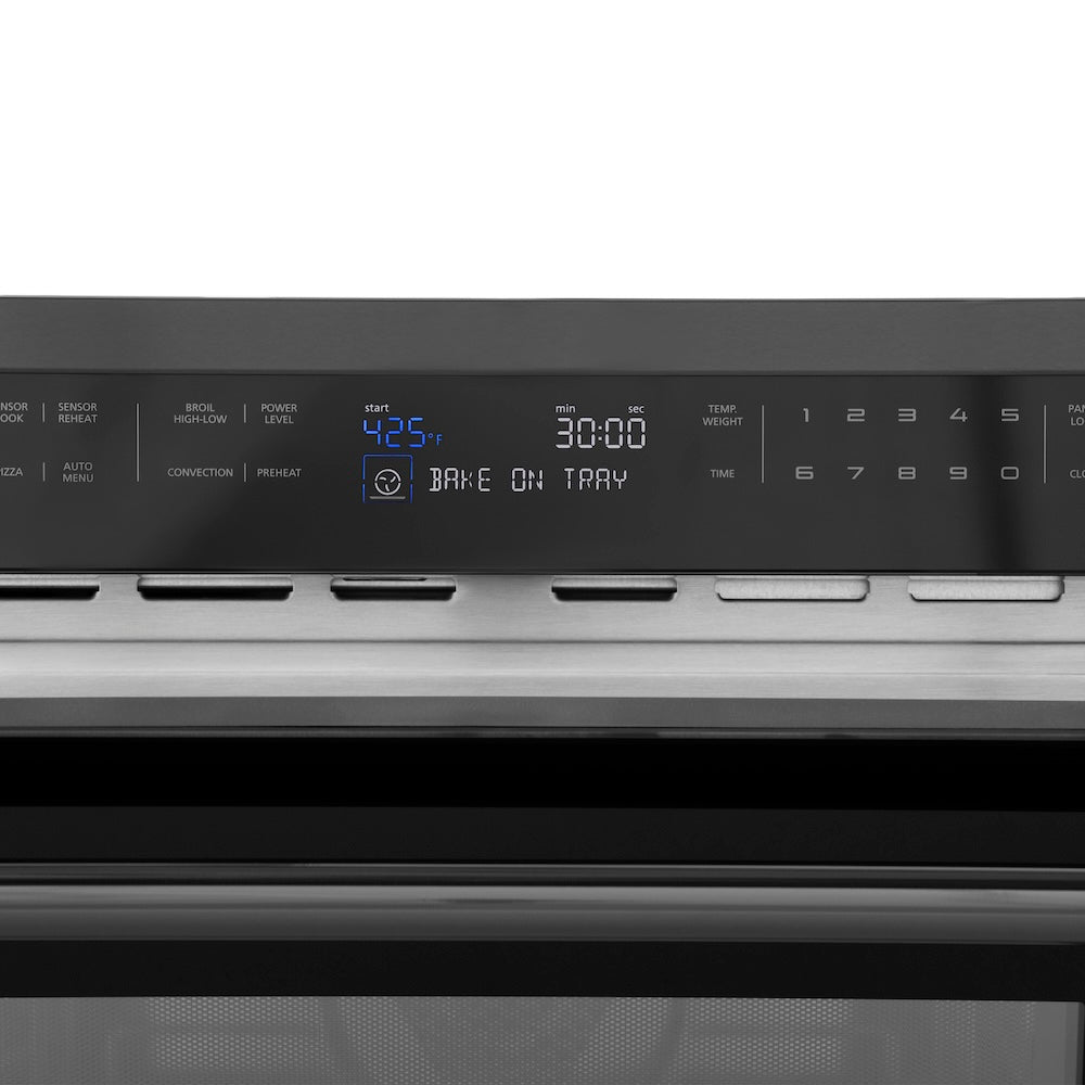 ZLINE 24 in. 1.6 cu ft. Built-in Convection Microwave Oven in Black Stainless Steel with Speed and Sensor Cooking, Open Box-Excellent Condition