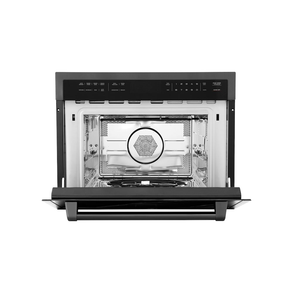 ZLINE 24 in. 1.6 cu ft. Built-in Convection Microwave Oven in Black Stainless Steel with Speed and Sensor Cooking, Open Box-Excellent Condition