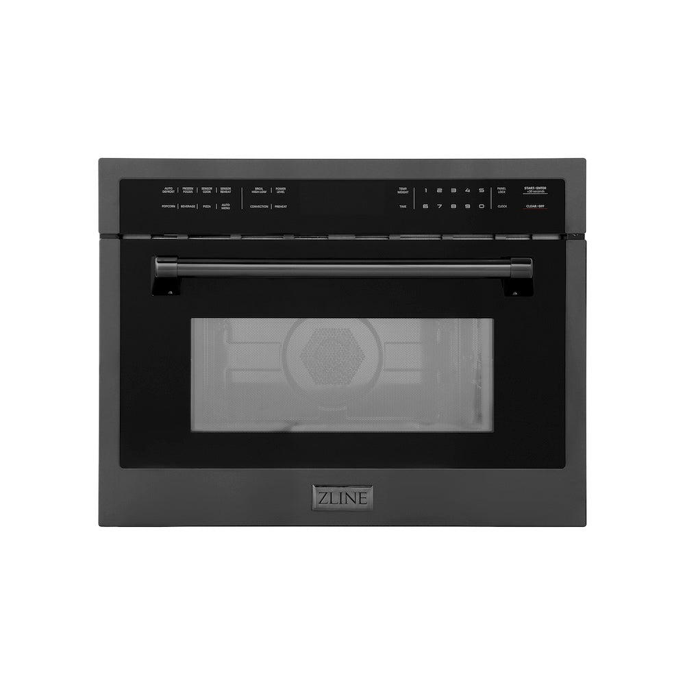 ZLINE 24 in. 1.6 cu ft. Built-in Convection Microwave Oven in Black Stainless Steel with Speed and Sensor Cooking, Open Box-Excellent Condition main image.