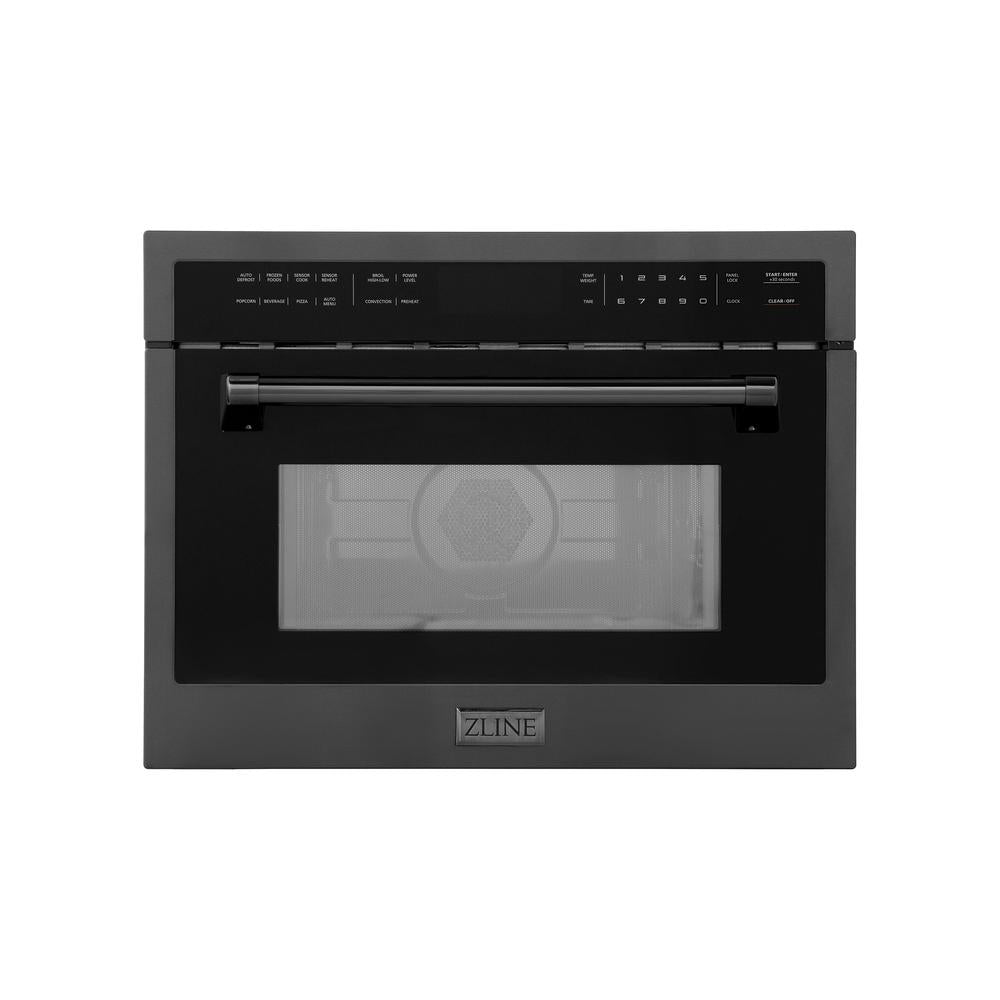 ZLINE 24 in. 1.6 cu ft. Built-in Convection Microwave Oven in Black Stainless Steel with Speed and Sensor Cooking, Open Box-Good Condition main image.