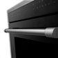 ZLINE 24 in. 1.6 cu ft. Built-in Convection Microwave Oven in Gun Metal with Speed and Sensor Cooking (MWO-24-GM) handle.