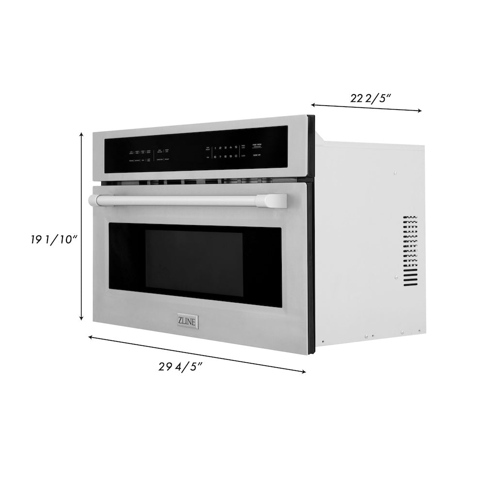 ZLINE Kitchen Package with Refrigeration, 30 in. Stainless Steel Rangetop, 30 in. Single Wall Oven, 30 in. Microwave Oven (4KPR-RT30-MWAWS)