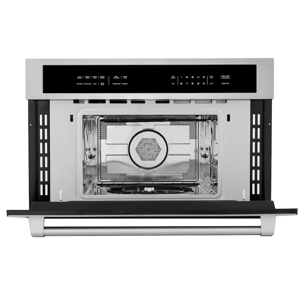 ZLINE Kitchen Package with Refrigeration, 30 in. Stainless Steel Rangetop, 30 in. Single Wall Oven, 30 in. Microwave Oven (4KPR-RT30-MWAWS)