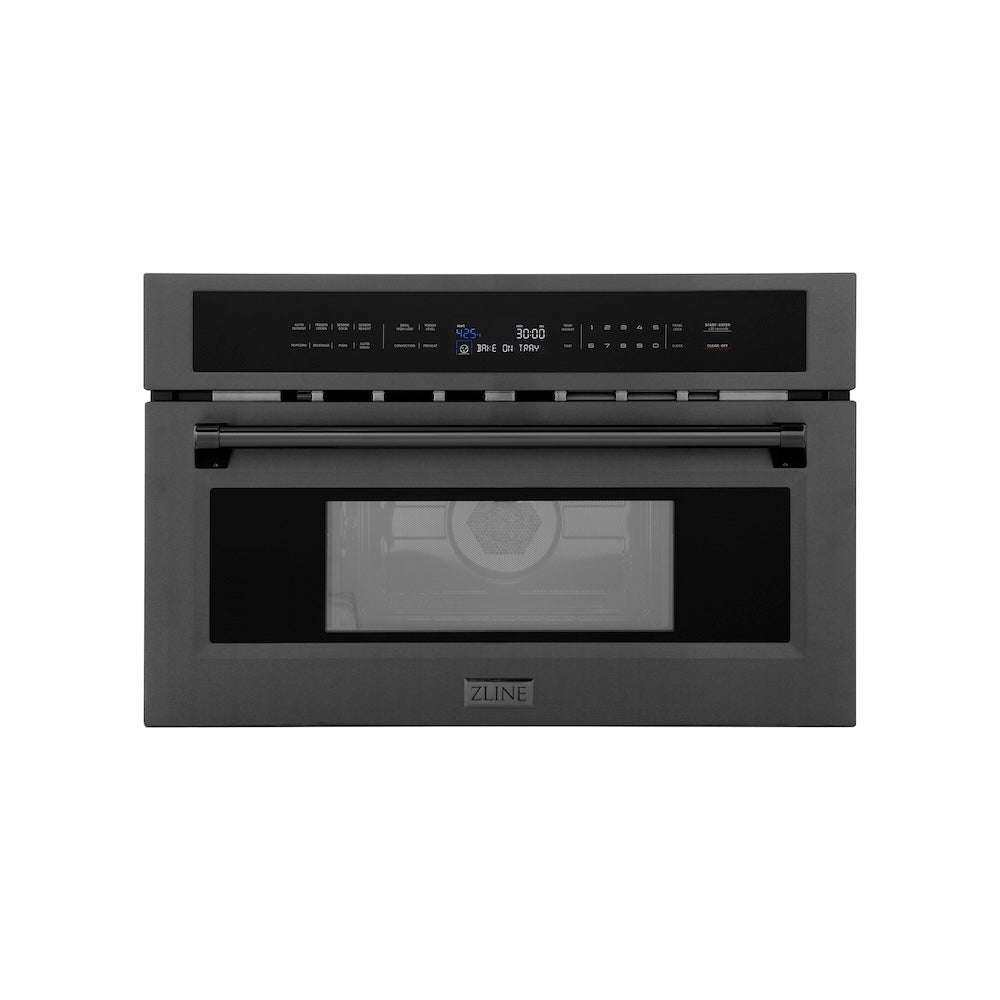 ZLINE 30 in. 1.6 cu ft. Built-in Convection Microwave Oven in Black Stainless Steel with Speed and Sensor Cooking, Open Box-Good Condition