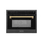 ZLINE Autograph Edition 24 in. 1.6 cu ft. Built-in Convection Microwave Oven in Black Stainless Steel with Champagne Bronze Accents (MWOZ-24-BS-CB) front, closed.