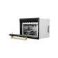 ZLINE Autograph Edition 24 in. 1.6 cu ft. Built-in Convection Microwave Oven in Black Stainless Steel with Champagne Bronze Accents (MWOZ-24-BS-CB) side, open.