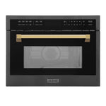ZLINE Autograph Edition 24 in. 1.6 cu ft. Built-in Convection Microwave Oven in Black Stainless Steel with Polished Gold Accents (MWOZ-24-BS-G)