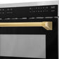 ZLINE Autograph Edition 24 in. 1.6 cu ft. Built-in Convection Microwave Oven in Stainless Steel with Polished Gold Accents (MWOZ-24-G) handle and controls