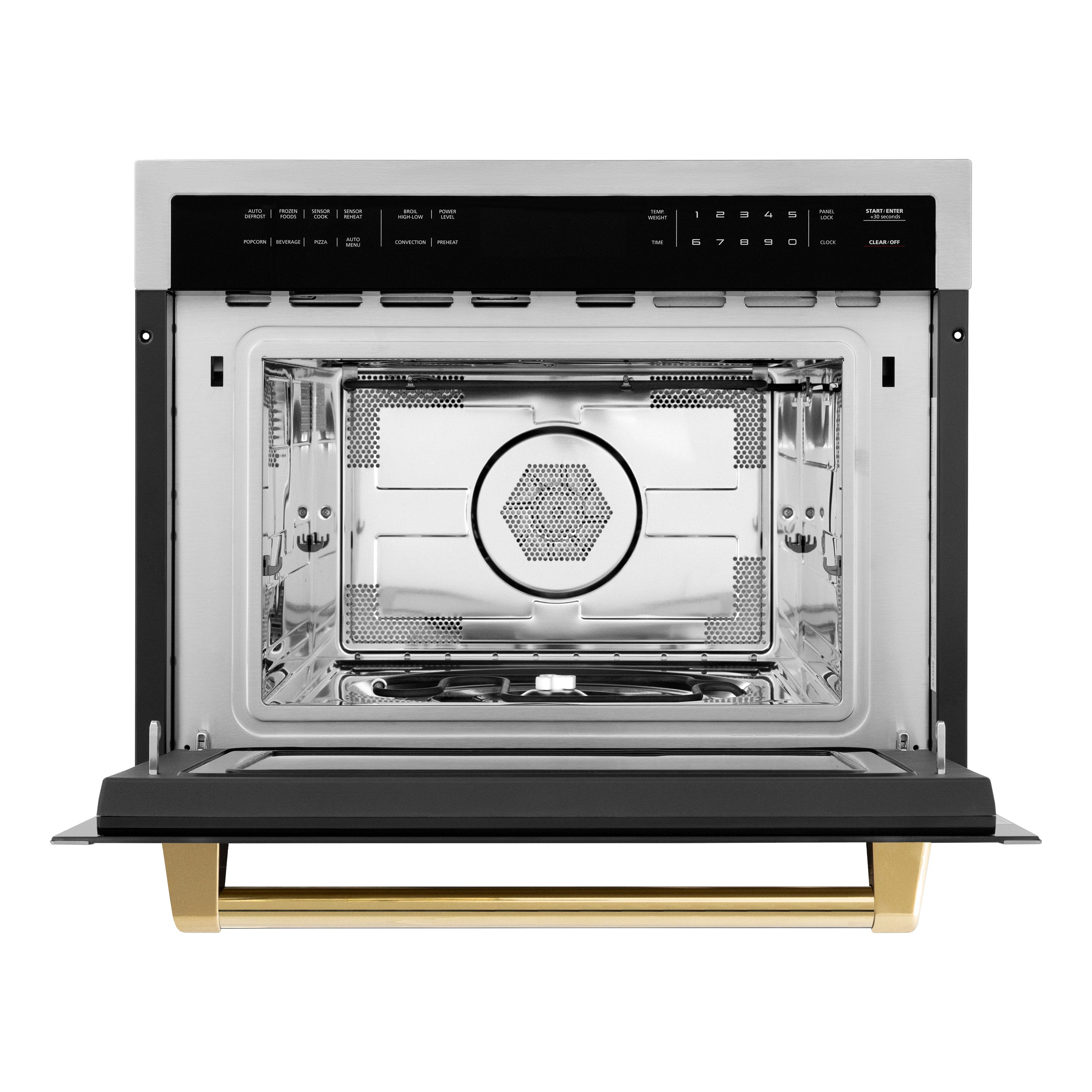 ZLINE Autograph Edition 24 in. 1.6 cu ft. Built-in Convection Microwave Oven in Stainless Steel with Polished Gold Accents (MWOZ-24-G)