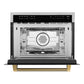 ZLINE Autograph Edition 24 in. 1.6 cu ft. Built-in Convection Microwave Oven in Stainless Steel and Polished Gold Helix Handle (MWOZ-24-KG) front, open.