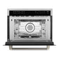 ZLINE Autograph Edition 24 in. 1.6 cu ft. Built-in Convection Microwave Oven in Stainless Steel and Polished Nickel Helix Handle (MWOZ-24-KPN) front, open.