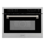 ZLINE Autograph Edition 24 in. 1.6 cu ft. Built-in Convection Microwave Oven in Stainless Steel and Polished Nickel Helix Handle (MWOZ-24-KPN) front.
