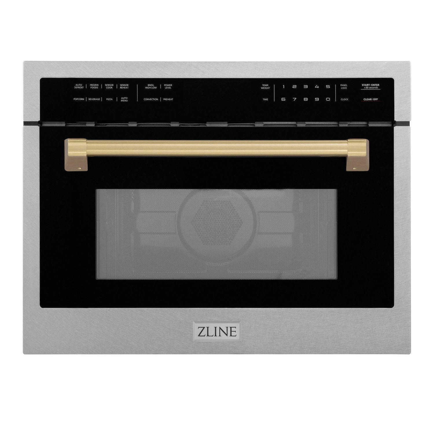 ZLINE Autograph Edition 24 in. 1.6 cu ft. Built-in Convection Microwave Oven in DuraSnow Stainless Steel with Champagne Bronze Accents