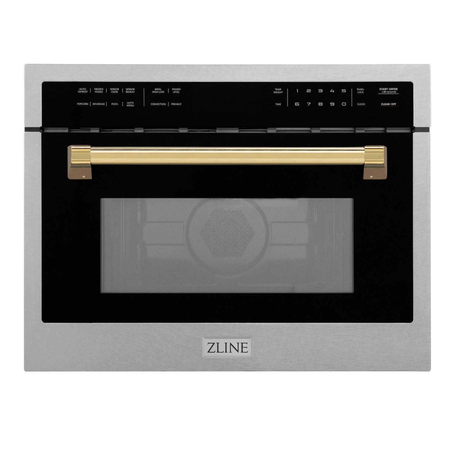 ZLINE Autograph Edition 24 in. 1.6 cu ft. Built-in Convection Microwave Oven in DuraSnow Stainless Steel with Polished Gold Accents