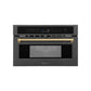 ZLINE Autograph Edition 30 in. 1.6 cu ft. Built-in Convection Microwave Oven in Black Stainless Steel with Champagne Bronze Accents (MWOZ-30-BS-CB) front, closed.