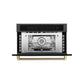 ZLINE Autograph Edition 30 in. 1.6 cu ft. Built-in Convection Microwave Oven in Black Stainless Steel and Champagne Bronze Helix Handle (MWOZ-30-BS-KCB) front, open.