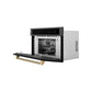 ZLINE Autograph Edition 30 in. 1.6 cu ft. Built-in Convection Microwave Oven in Black Stainless Steel and Champagne Bronze Helix Handle (MWOZ-30-BS-KCB) side, open.
