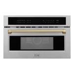 ZLINE Autograph Edition 30 in. 1.6 cu. ft. Built-in Convection Microwave Oven in Stainless Steel and Champagne Bronze Accents (MWOZ-30-CB)
