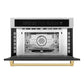 ZLINE Autograph Edition 30 in. 1.6 cu ft. Built-in Convection Microwave Oven in Stainless Steel with Polished Gold Accents (MWOZ-30-G) front, open.