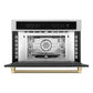 ZLINE Autograph Edition 30 in. 1.6 cu ft. Built-in Convection Microwave Oven in Stainless Steel and Champagne Bronze Helix Handle (MWOZ-30-KCB) front, open.