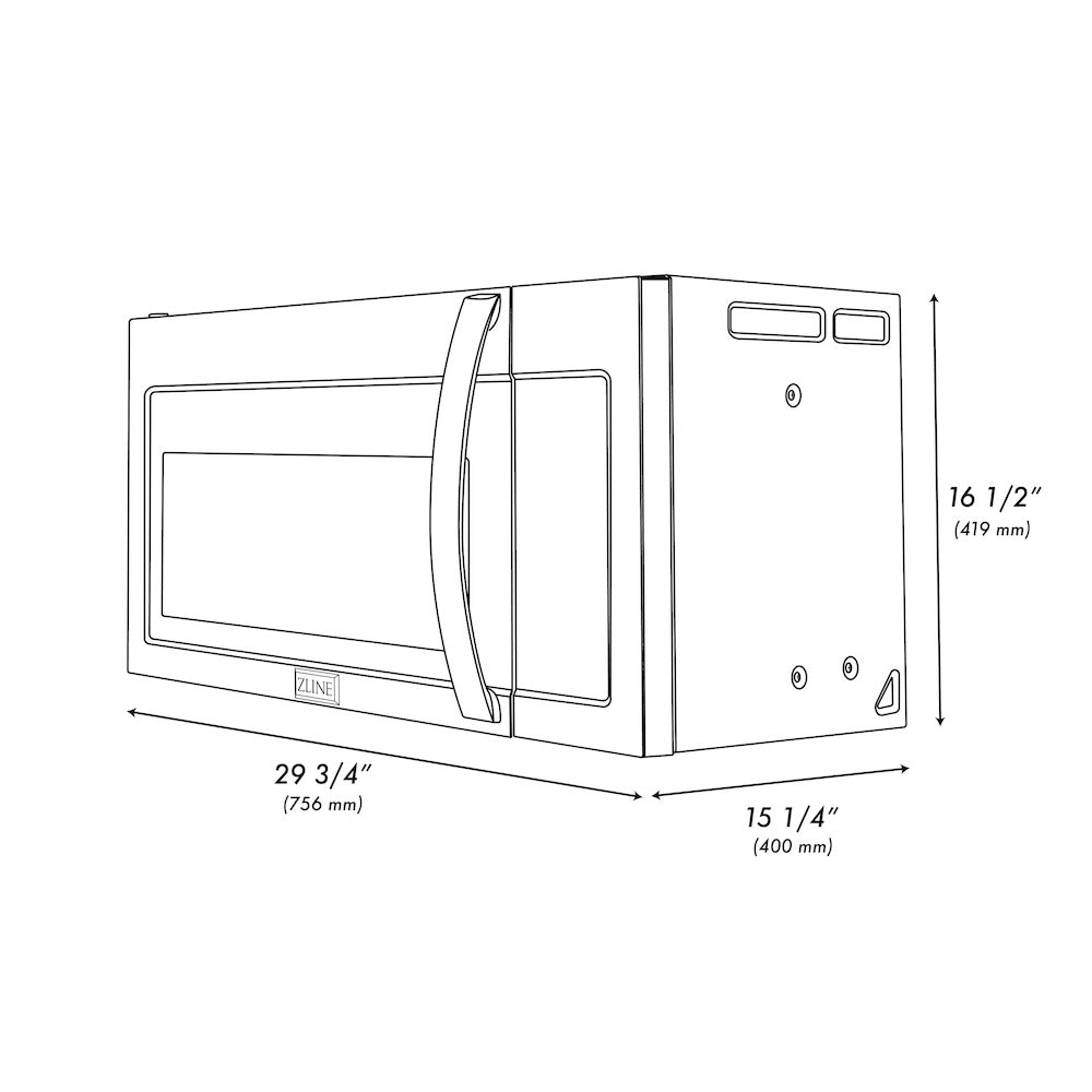 ZLINE 30 in. 1.5 cu. ft. Over-The-Range Convection Microwave Oven in Stainless Steel with Modern Handle and Sensor Cooking, Open Box-Good Condition
