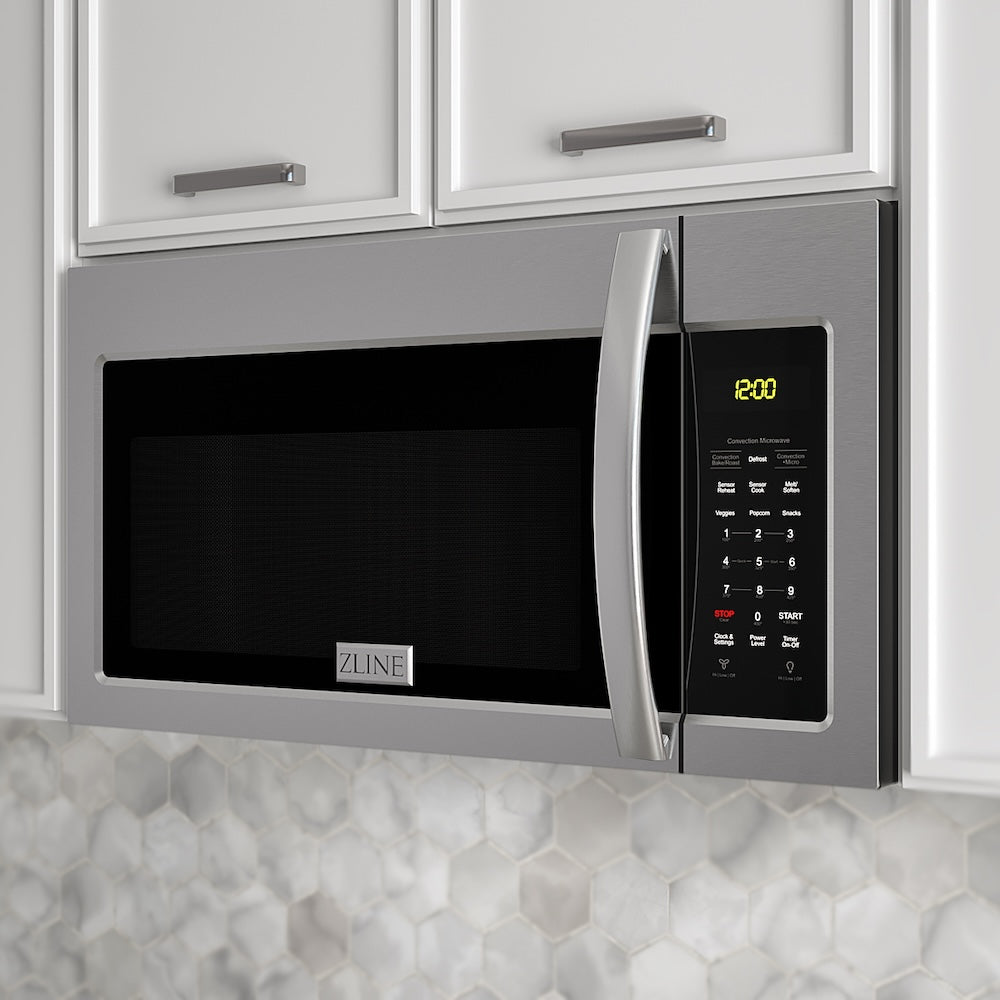 ZLINE 30 in. 1.5 cu. ft. Over-The-Range Convection Microwave Oven in Stainless Steel with Modern Handle and Sensor Cooking, Open Box-Good Condition
