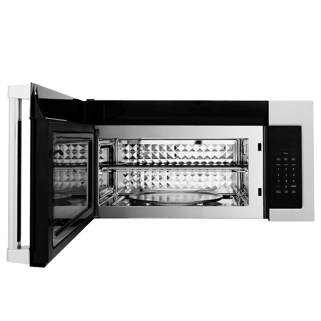 ZLINE 30 inch over the range microwave (MWO-OTR-H-SS) features a DiamondTech Interior engineered to scatter microwaves to ensure even cooking and prevent any cold spots
