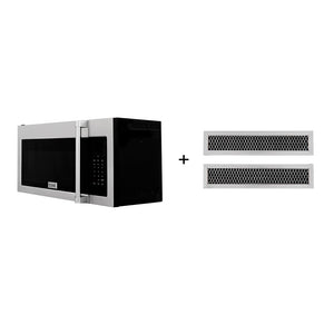 ZLINE 30 in. 1.5 cu. ft. Over-The-Range Microwave in Satin Stainless Steel with Traditional Handle and Set of 2 Charcoal Filters (MWO-OTRCFH-30-SS)