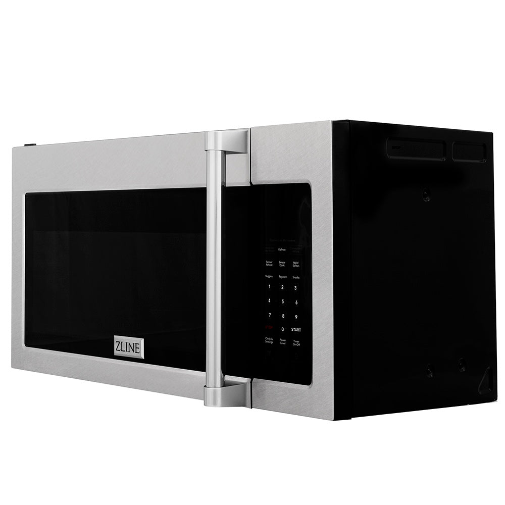 ZLINE 30 in. 1.5 cu. ft. Over-The-Range Microwave in Satin Stainless Steel with Traditional Handle and Set of 2 Charcoal Filters (MWO-OTRCFH-30-SS)