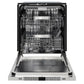 ZLINE 24 in. Monument Series 3rd Rack Dishwasher with Auto Door Open Drying, 44dBa, Panel Ready (DWMT-24) front, open.