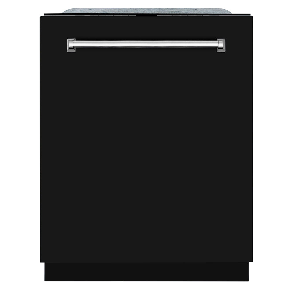 ZLINE 24 in. Monument Series 3rd Rack Dishwasher with Auto Door Open Drying, 44dBa, Black Matte Panel (DWMT-BLM-24) main image.