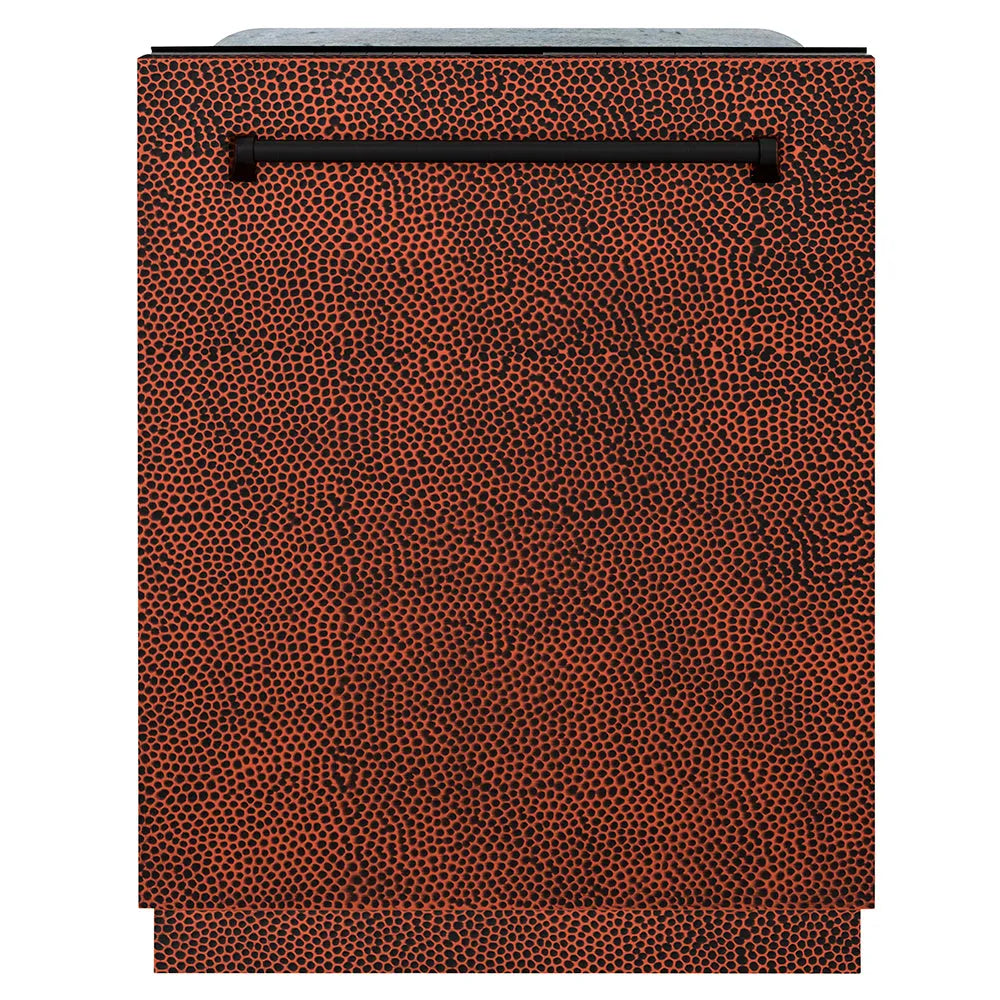 ZLINE 24 in. Monument Series 3rd Rack Dishwasher with Auto Door Open Drying, 44dBa, Hand Hammered Copper Panel (DWMT-HH-24) main image.