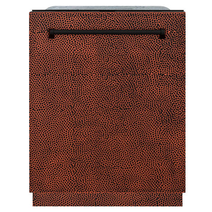 ZLINE 24 in. Monument Series 3rd Rack Dishwasher with Auto Door Open Drying, 44dBa, Hand Hammered Copper Panel (DWMT-HH-24) main image.