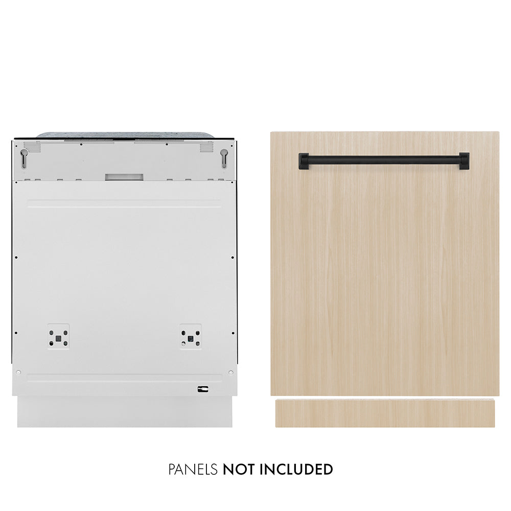 ZLINE Autograph Edition 24 in. Monument Series 3rd Rack Dishwasher with Auto Door Open Drying, 44dBa, Panel Ready with Matte Black Handle (DWMTZ-24-MB) main image.