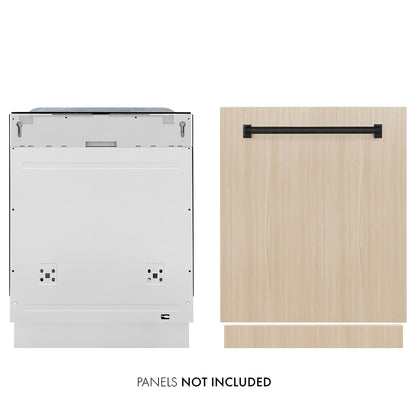 ZLINE Autograph Edition 24 in. Monument Series 3rd Rack Dishwasher with Auto Door Open Drying, 44dBa, Panel Ready with Matte Black Handle (DWMTZ-24-MB)