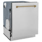 ZLINE Autograph Edition 24 in. Monument Series 3rd Rack Dishwasher with Auto Door Open Drying, 44dBa, Stainless Steel Panel with Champagne Bronze Handle (DWMTZ-304-24-CB)