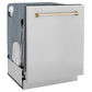 ZLINE Autograph Edition 24 in. Monument Series 3rd Rack Dishwasher with Auto Door Open Drying, 44dBa, Stainless Steel Panel with Polished Gold Handle (DWMTZ-304-24-G)