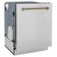 ZLINE Autograph Edition 24 in. Monument Series 3rd Rack Dishwasher with Auto Door Open Drying, 44dBa, Stainless Steel Panel with Champagne Bronze Helix Handle (DWMTZ-30424-KCB)